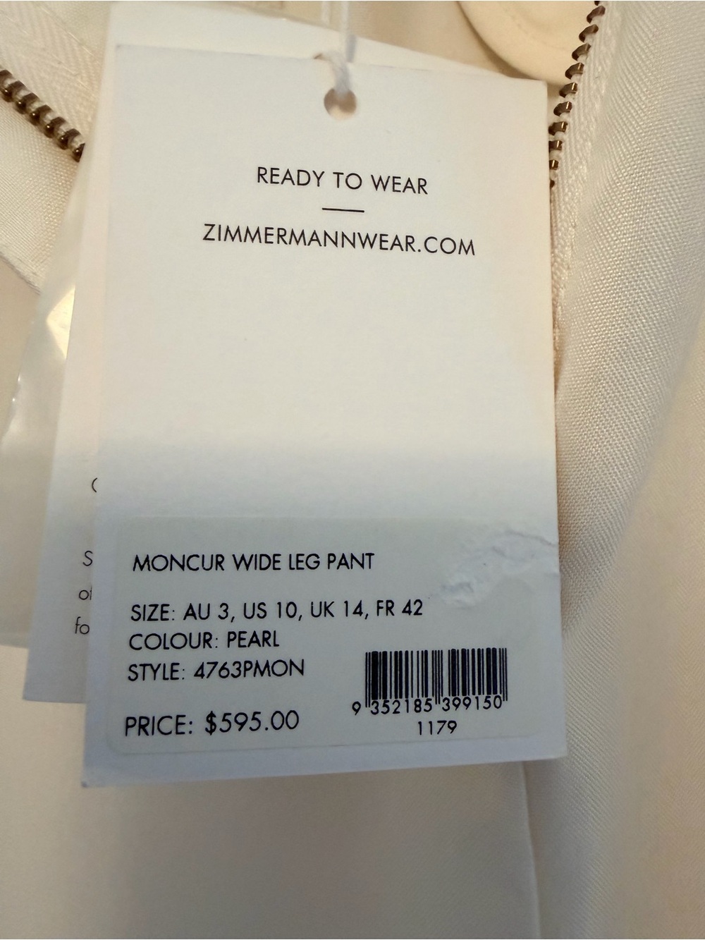 Zimmermann Wide-Leg Cream Satin Trousers - Picture 9 of 10